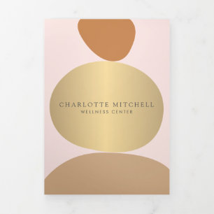 Moderne Abstrakte Zen Stones Pink Wellness Broschü Dreifach Gefaltete Karte