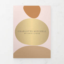 Moderne Abstrakte Zen Stones Pink Wellness Broschü Dreifach Gefaltete Karte