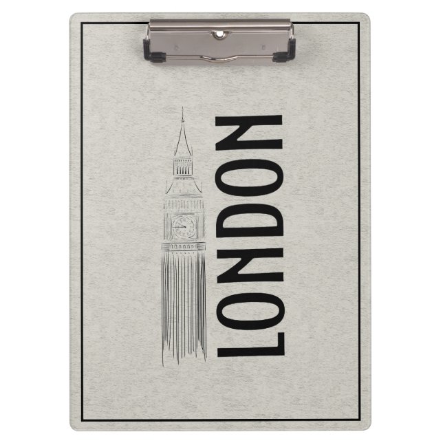 Moderne Abstraktion Black Linen Cloth London City Klemmbrett (Vorderseite)