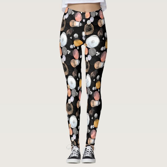 Moderne Abstraktion Niedliches Muster Pink Doodle  Leggings (Vorderseite)