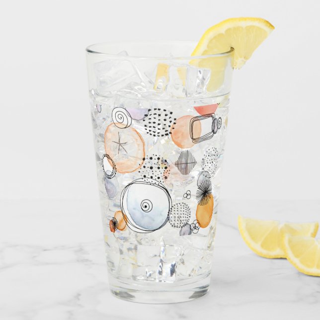 Moderne Abstraktion Niedliches Muster rosa Doodle Glas (Rückseite Ice)