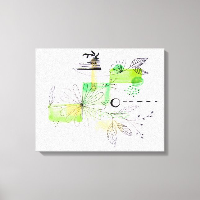 Moderne Abstraktion Schwarz-Grün-Blüte Leinwanddruck (Vorderseite)