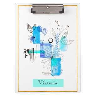 Moderne Abstraktion Schwarz und Blau Klemmbrett