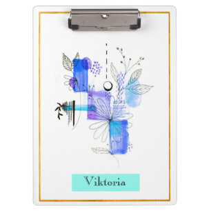 Moderne Abstraktion Schwarz und Navy Blau Klemmbrett