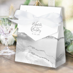 Moderne Achat-Geode Grau Silber Geschenkschachtel