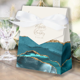 Moderne Achat-Geode in Türkisblau mit Gold und Elf Geschenkschachtel