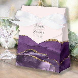 Moderne Achat-Geode Lila Gold Hauch Geschenkschachtel