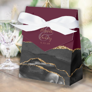 Moderne Achat-Geode Schwarz Gold Burgund Geschenkschachtel