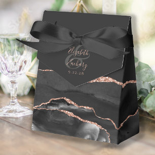Moderne Achat-Geode Schwarz Rosen-Gold Geschenkschachtel
