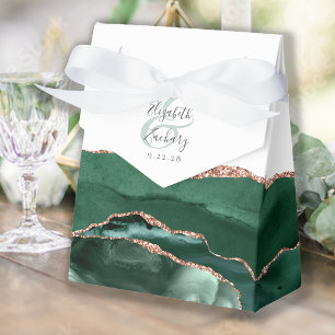 Moderne Achat-Geode Smaragdgrün Roségold Geschenkschachtel