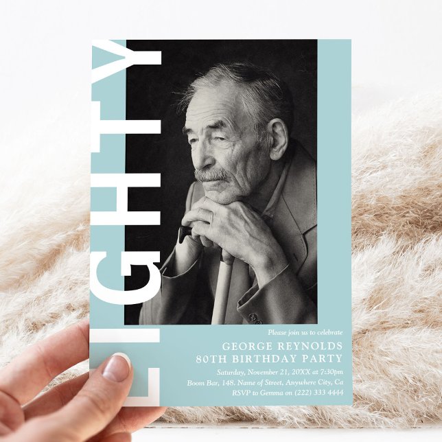 Moderne ACHTUNG Foto 80. Geburtstagsparty Einladung (Von Creator hochgeladen)
