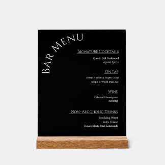 Moderne Acryl-Hochzeitsbar-Menü-Tafel | Editierbar Acrylschild