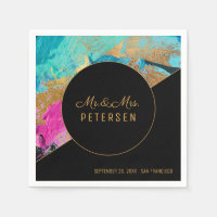 Moderne Acrylmalerei Gold Hochzeit Mr & Mrs.