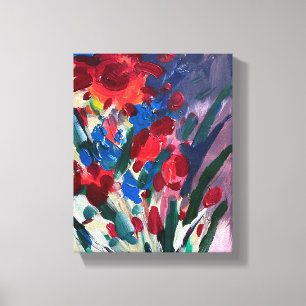 Moderne Acrylmalerei, rote Blume Leinwanddruck