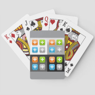 Moderne Additions-Math-Symbol glänzende gläserne I Spielkarten