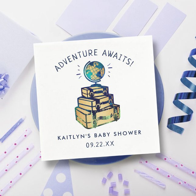 Moderne Adventure Travel Globe Baby Dusche Serviette (Von Creator hochgeladen)