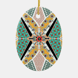 Moderne Afrika-Mitte-vibrierendes Muster Keramik Ornament
