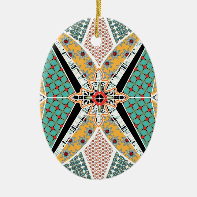 Moderne Afrika-Mitte-vibrierendes Muster Keramik Ornament (Vorne)