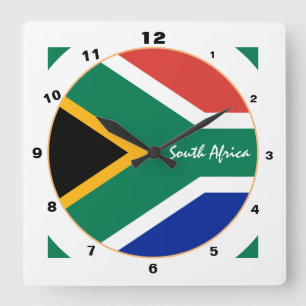 Moderne afrikanische Flagge, Südafrika Zuhause / D Quadratische Wanduhr