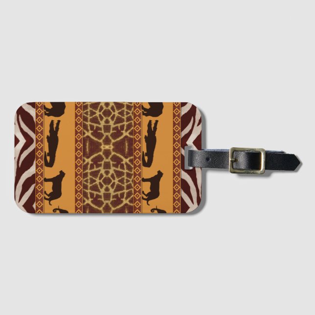 Moderne afrikanische Giraffe-Muster-Tierausdruck Gepäckanhänger (Vorderseite (Horizontal))