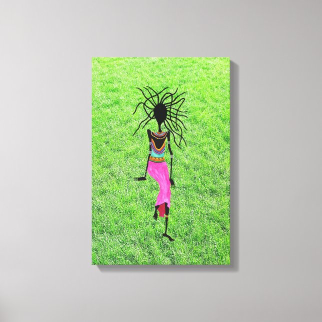 Moderne afrikanische Kunst, Phantastischer Frauenk Leinwanddruck (Vorderseite)