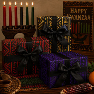 Moderne afrikanische Mudcloth-Inspiration Geschenkpapier Set