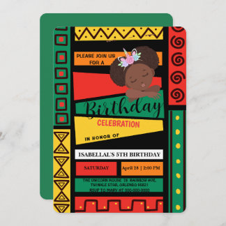 Moderne afroamerikanische Mädchen Geburtstagsparty Einladung