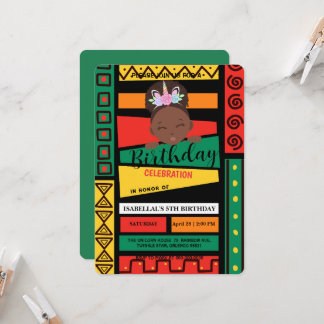 Moderne afroamerikanische Mädchen Geburtstagsparty Einladung