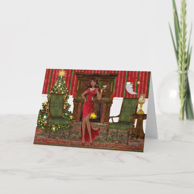 Moderne Afroamerikanische Weihnachtskarte Feiertagskarte (Vorderseite)