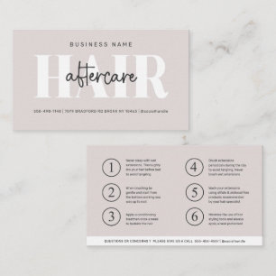 Moderne Aftercare Hair Instructions Business Card Visitenkarte