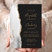 Moderne Agate Gray White Gold Dark Wedding