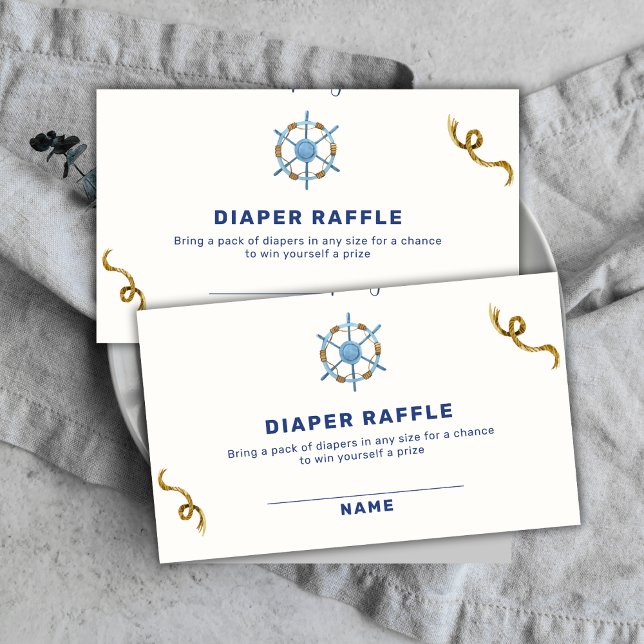 Moderne Ahoy Nautical Boy Diaper Raffle Baby Dusch Begleitkarte (Modern Ahoy Nautical Boy Diaper Raffle Baby Shower Enclosure Card)