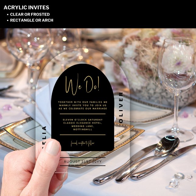 Moderne Akryllische Minimalistische Schwarz-Gold-H Acryleinladungen (Von Creator hochgeladen)