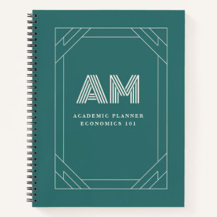 Moderne Alexandrit Türkis Geometrische Monogramm S Notizbuch