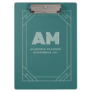 Moderne Alexandrit Türkis-Geometrische Monogramm-T Klemmbrett