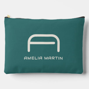 Moderne Alexandrit Türkis-Geometrische Monogramm-T Zubehörtasche