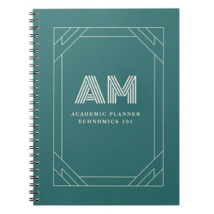 Moderne Alexandrit Türkis Geometrisches Monogramm Notizblock