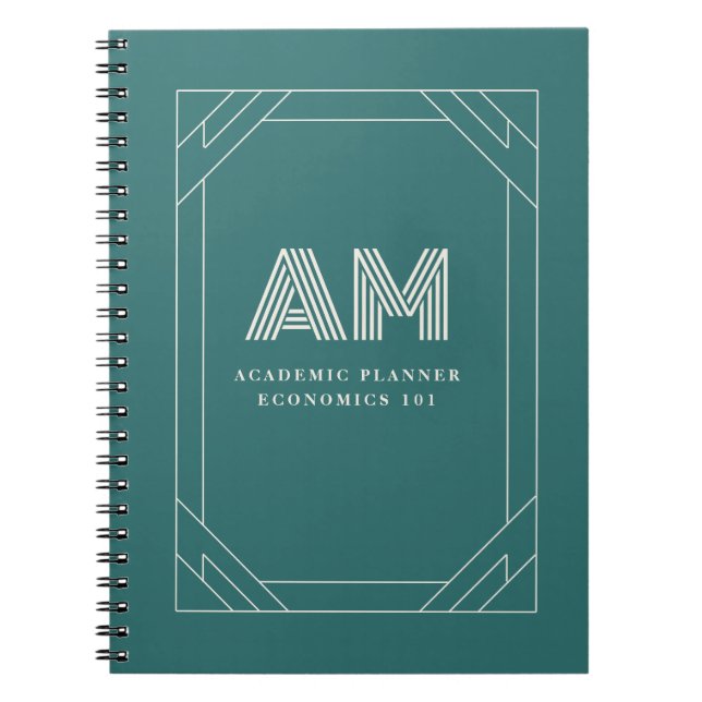 Moderne Alexandrit Türkis Geometrisches Monogramm Notizblock (Vorderseite)