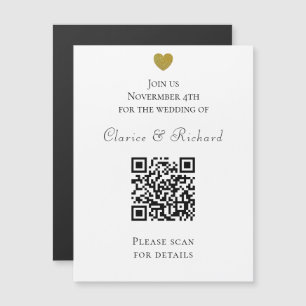Moderne alle in einem weißen QR-Code Hochzeitsempf Magnetkarte