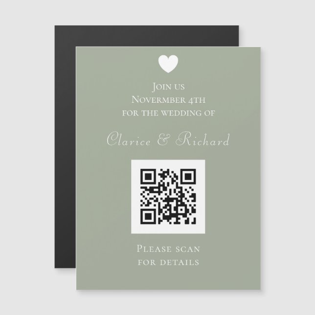 Moderne alle in einer Stufe QR Code Hochzeitsempfe Magnetkarte (Vorne/Hinten)