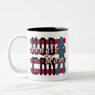 MODERNE Alleinerziehende Mutter in Retro-Streifen Zweifarbige Tasse