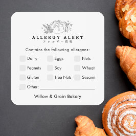 Moderne Allergie-Warnung für kleine Bäckereien Quadratischer Aufkleber