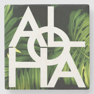 Moderne Aloha-Palme Hawaii-Insel-Vibes Steinuntersetzer
