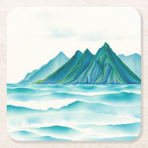 Moderne Alpen-Wasserfarbe-Untersetzer Rechteckiger Pappuntersetzer