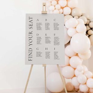 Moderne Alphabetische Hochzeitstabelle in Taupe Poster