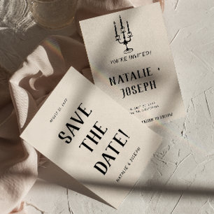 Moderne alte Geldhand gezeichnete Retro Quirky Hoc Save The Date