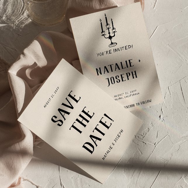 Moderne alte Geldhand gezeichnete Retro Quirky Hoc Save The Date (Von Creator hochgeladen)