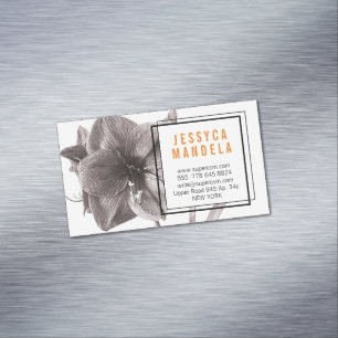 Moderne Amaryllis-Blume Orange Geschäftskartenmagn Magnetische Visitenkarte