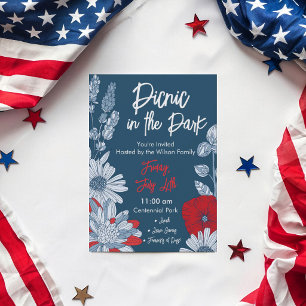 Moderne amerikanische Blumen-Garten-Vierte-Juli-Fe Einladung
