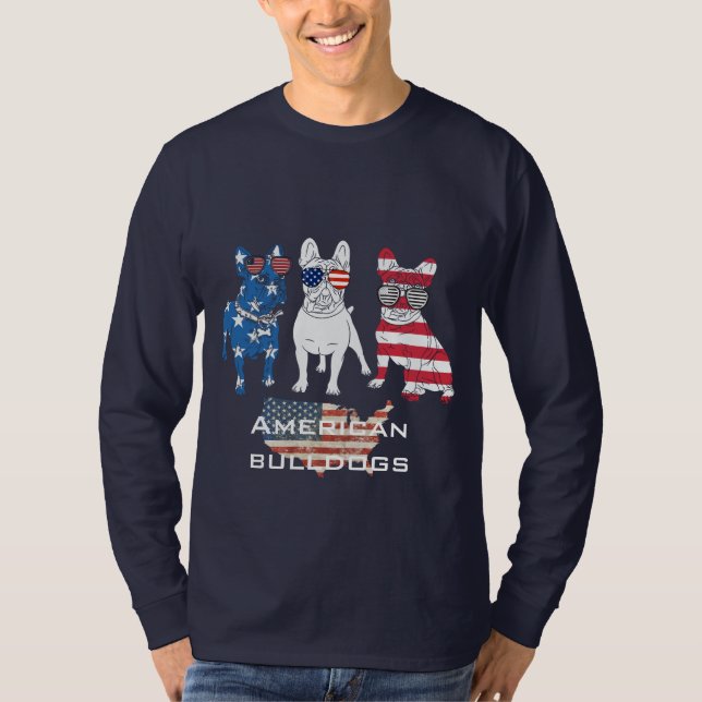Moderne amerikanische Bullhunde mit langer Hülle T-Shirt (Vorderseite)